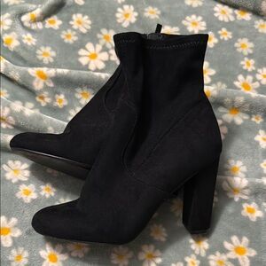 Steve Madden Black Heeled Boots with Chunky Heel